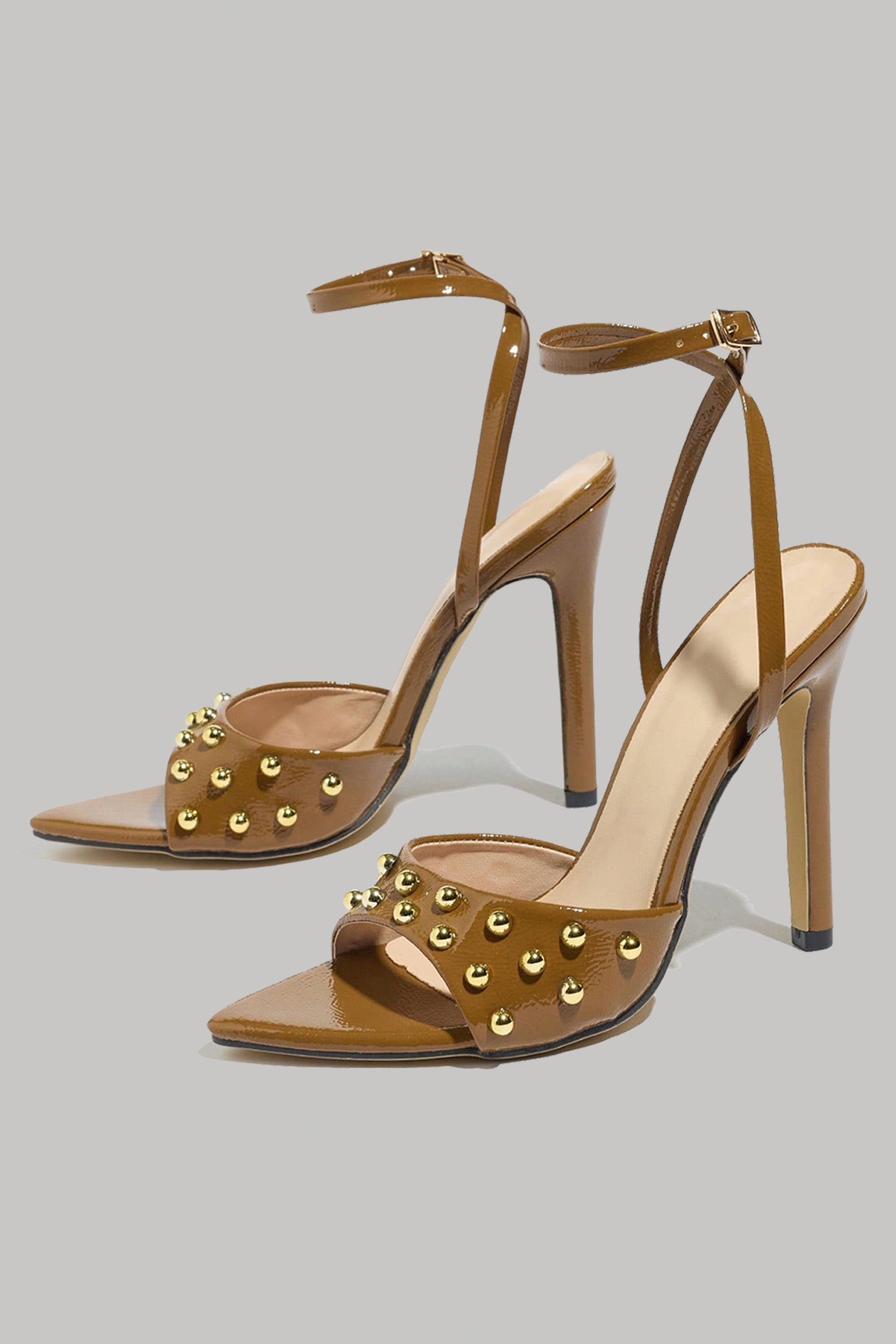 Studded Pointed Toe Stiletto Sandals