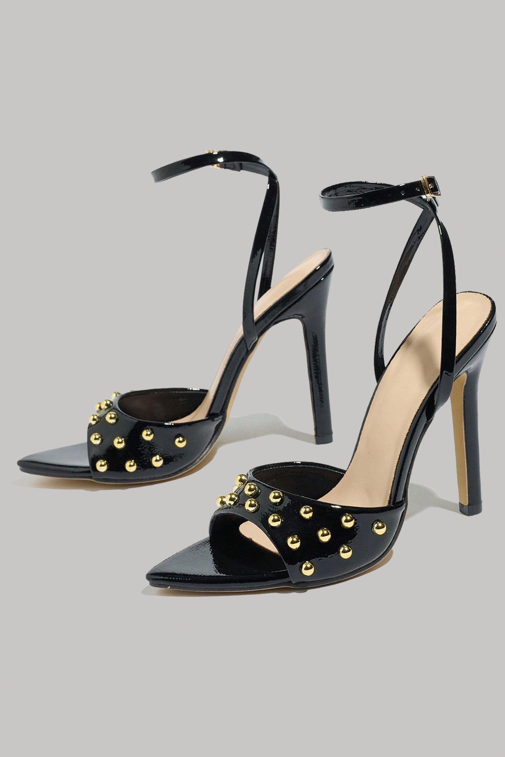 Studded Pointed Toe Stiletto Sandals