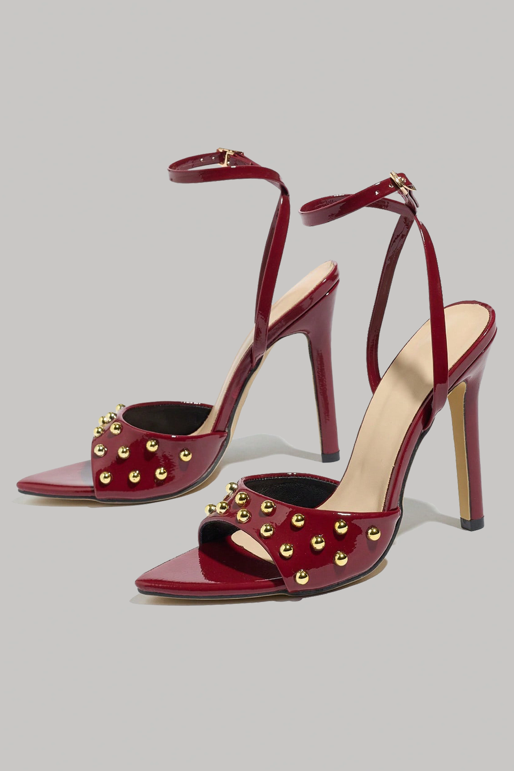 Studded Pointed Toe Stiletto Sandals