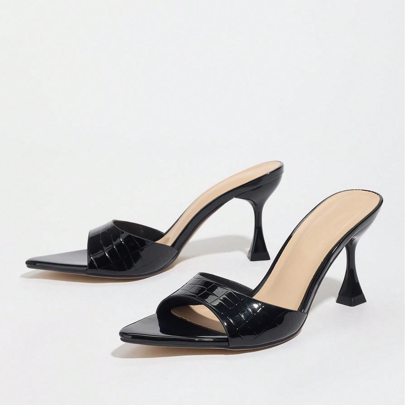 Wide Strap Pointed Toe Mule Heels