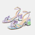 Orchid Embellished Colorblock Block Heel Sandals