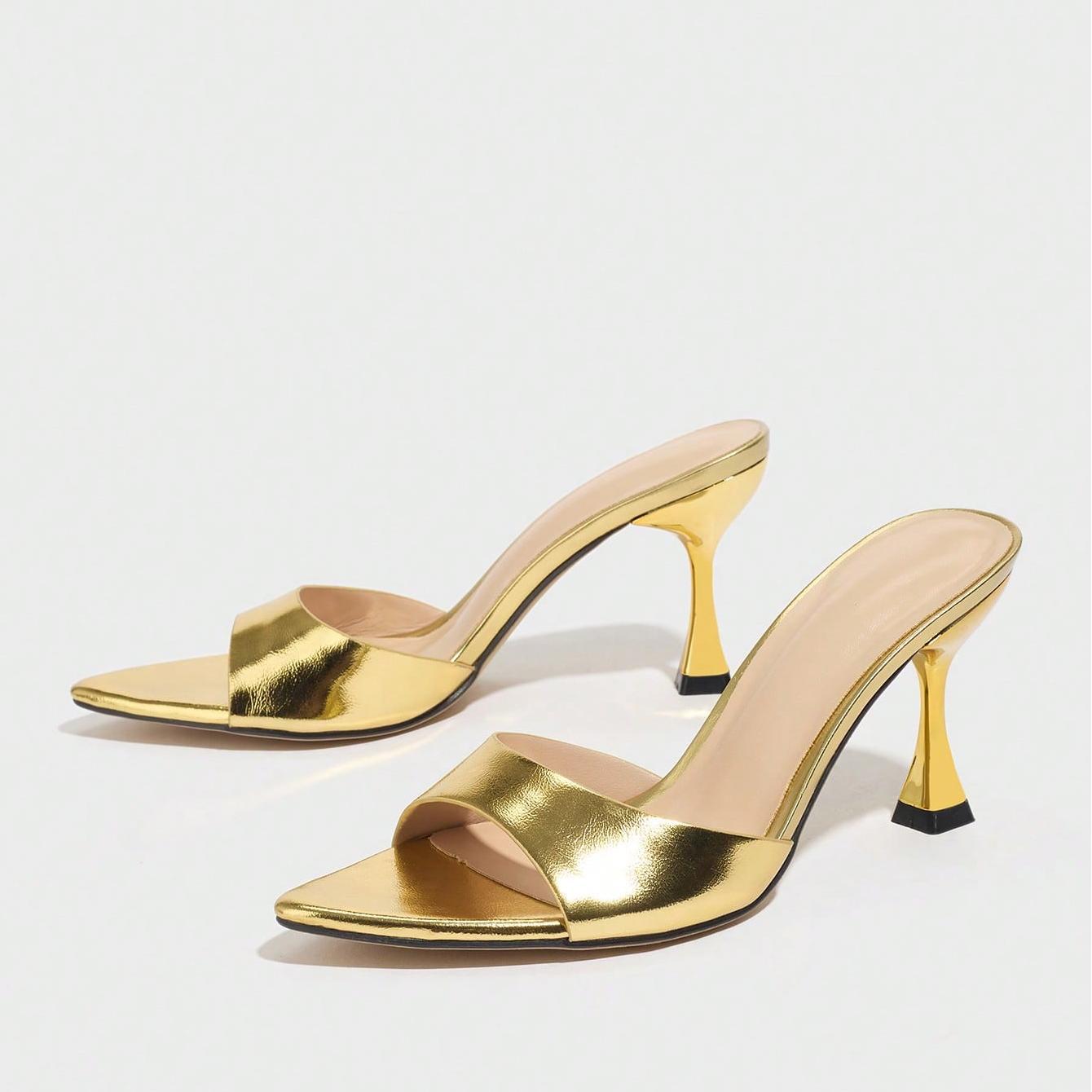 Wide Strap Pointed Toe Mule Heels