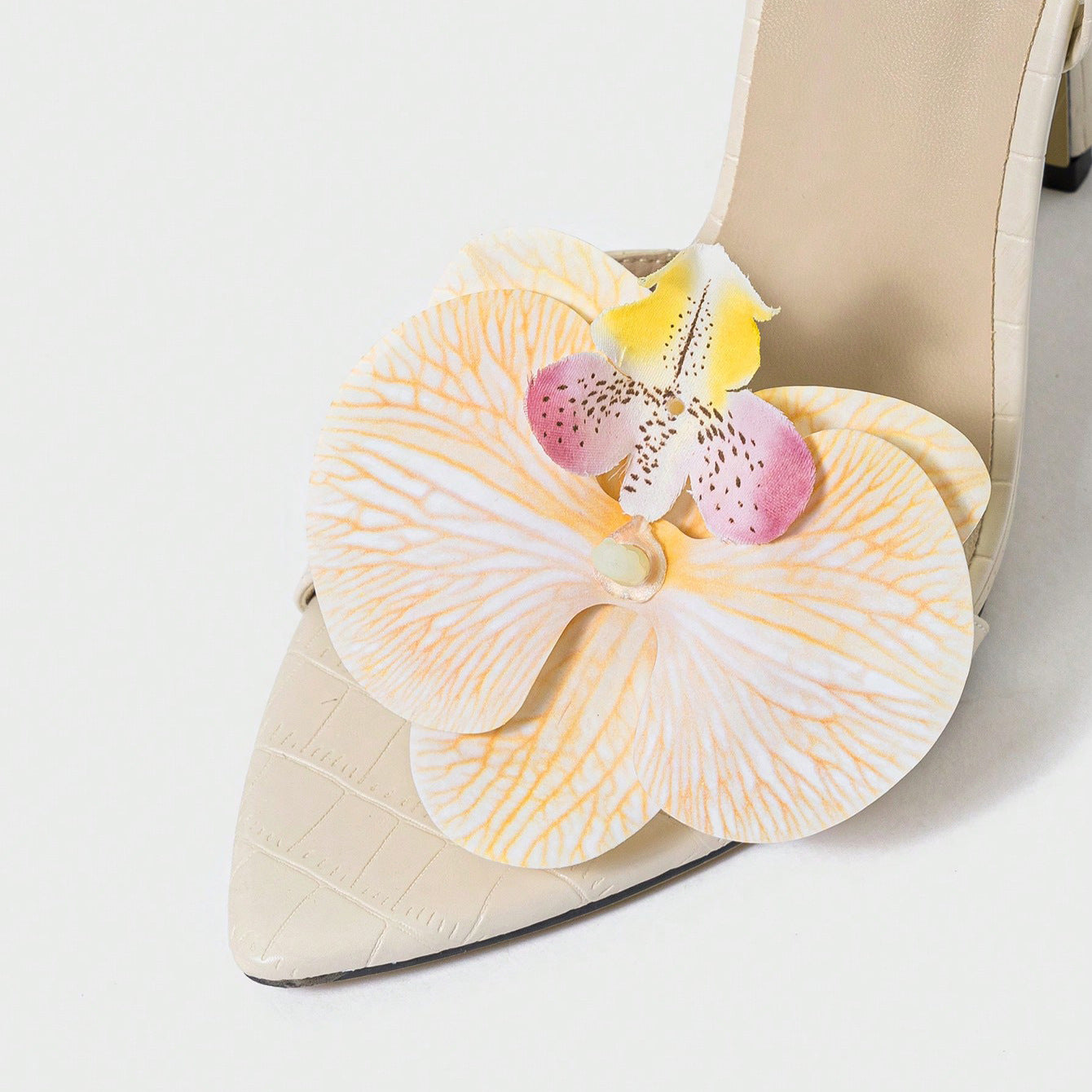 Handmade Orchid Embellished Stiletto Sandals