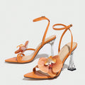 3D Orchid Embellished Sculptural Heel Sandals