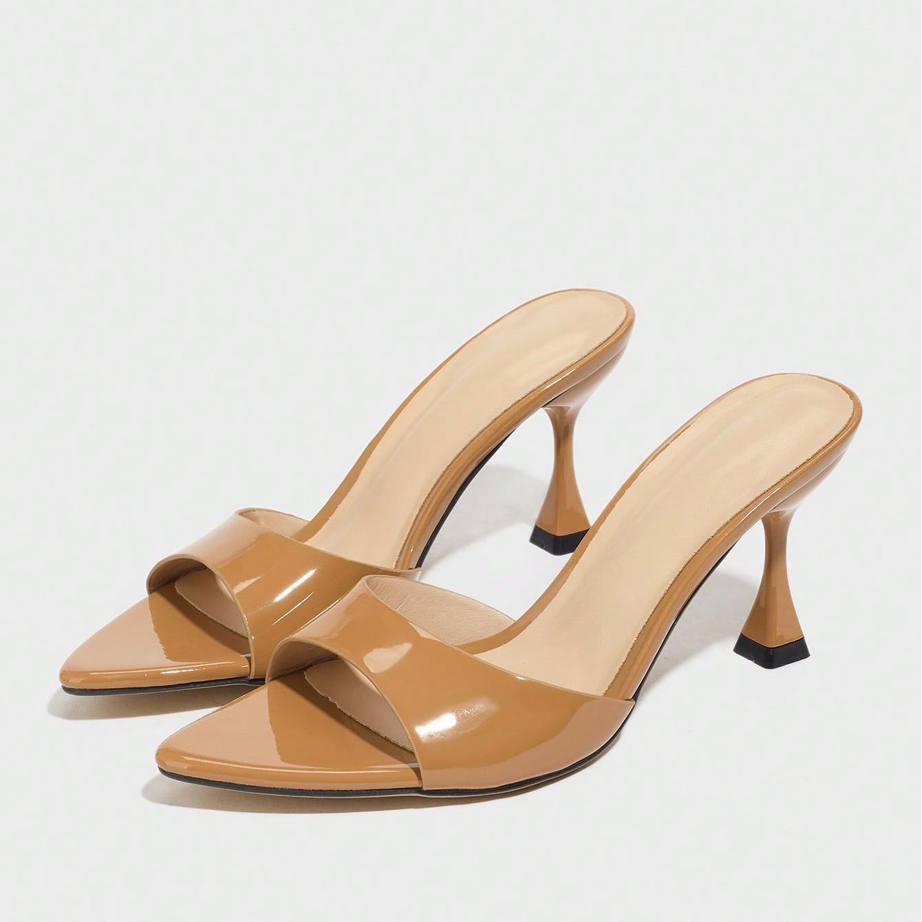 Wide Strap Pointed Toe Mule Heels