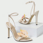 Handmade Orchid Embellished Stiletto Sandals