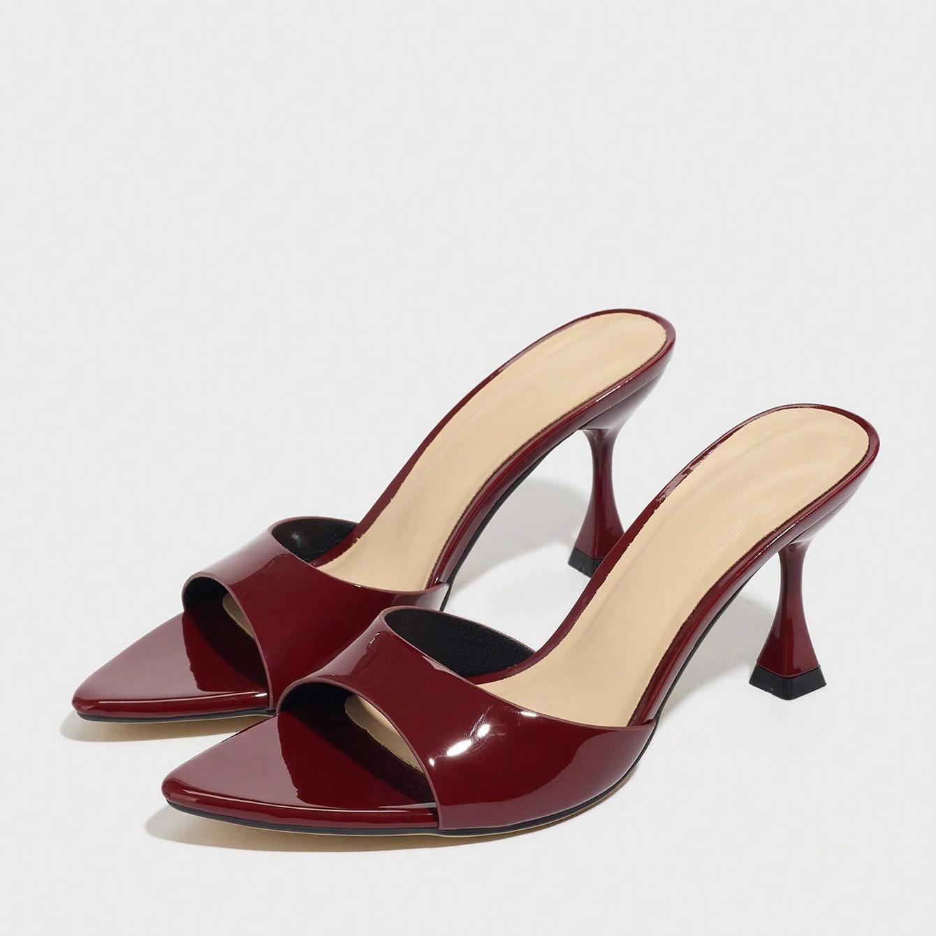 Wide Strap Pointed Toe Mule Heels