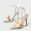 Handmade Orchid Embellished Stiletto Sandals