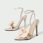 Handmade Orchid Embellished Stiletto Sandals