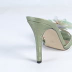 Handmade Orchid Embellished Satin Stiletto Mules